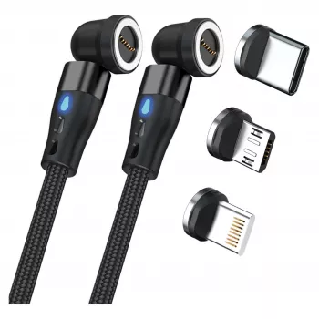USB laidas RealPower MagneticCharge2 1 m juodas greitas įkrovimas duomenų perdavimas