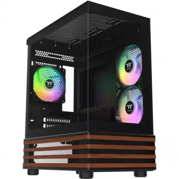 Kompiuterio korpusas Micro ATX Thermaltake View 170 WS ARGB, juodas, su 2x 120 mm šoniniais ir 1x 120 mm galiniu ventiliatoriumi, 2.5/3.5 colio kietieji diskai