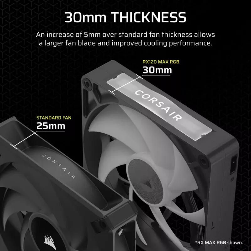 Corsair iCUE LINK RX120 MAX ARGB 120 mm korpuso ventiliatoriai 3 vnt. komplektas juodi