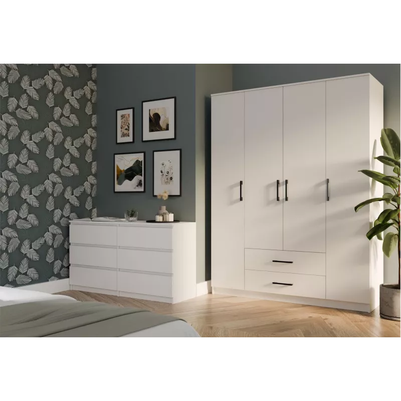 Topeshop ROMANA 160 BIEL KPLB bedroom wardrobe/closet 11 shelves 4 durelės(s) baltas