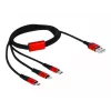 DeLOCK 85892 Laidinis įkrovimo kabelis Lightning / USB – USB (M) į Micro-USB Type B, Lightning, USB-C (M) – 1,0 m – Ekranuotas – Juodas