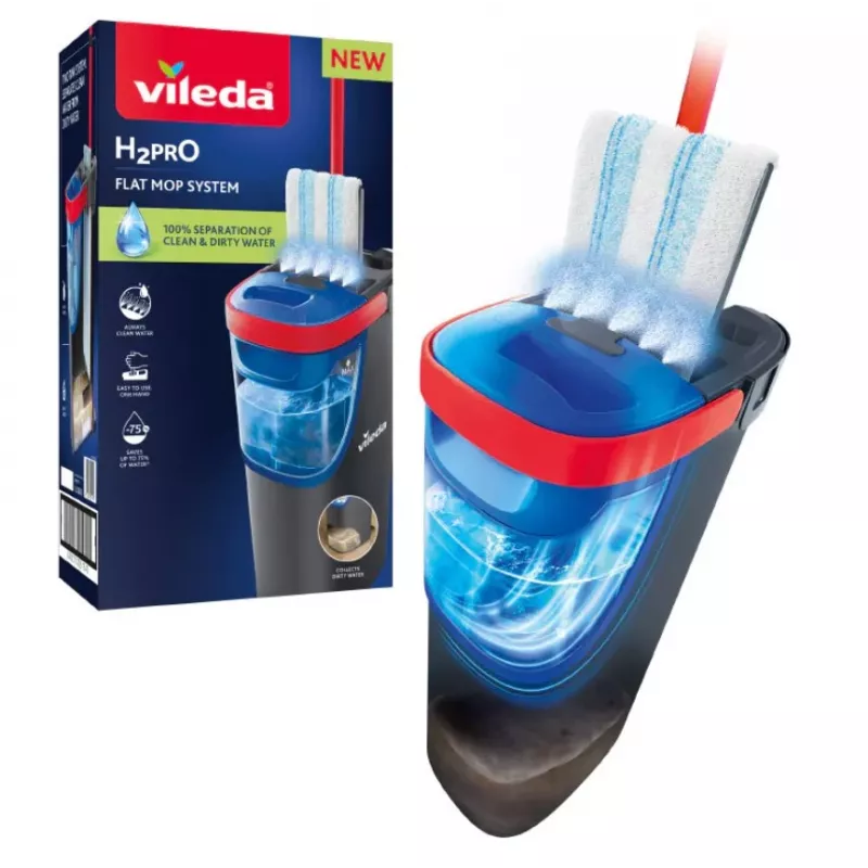 Valymo šluota VILEDA Microfibre 1200 ml šlapiam valymui, 360° besisukanti galvutė, 140,5 cm kotas, nuimama skalbiama galvutė