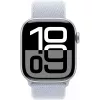 Apple Watch Series 10 aliumininis korpusas GPS + Cellular 42mm sidabrinis Sport Loop mėlynas debesis