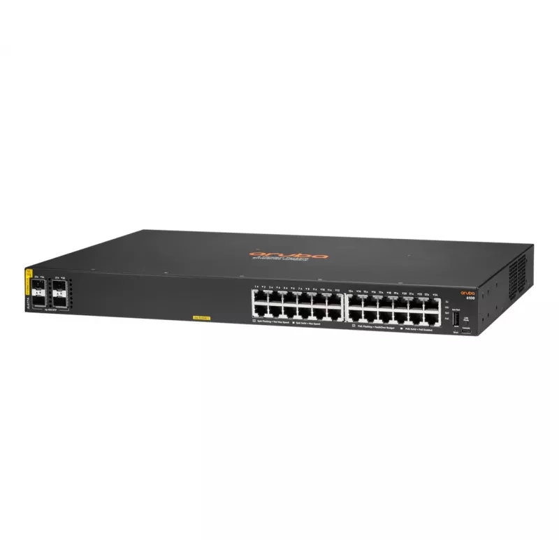 HPE Aruba Networking CX 6100 24G Class4 PoE 4SFP+ 370W valdomas L3 gigabitinis eterneto (10/100/1000) maitinimas per Ethernet (PoE) 1U juodas