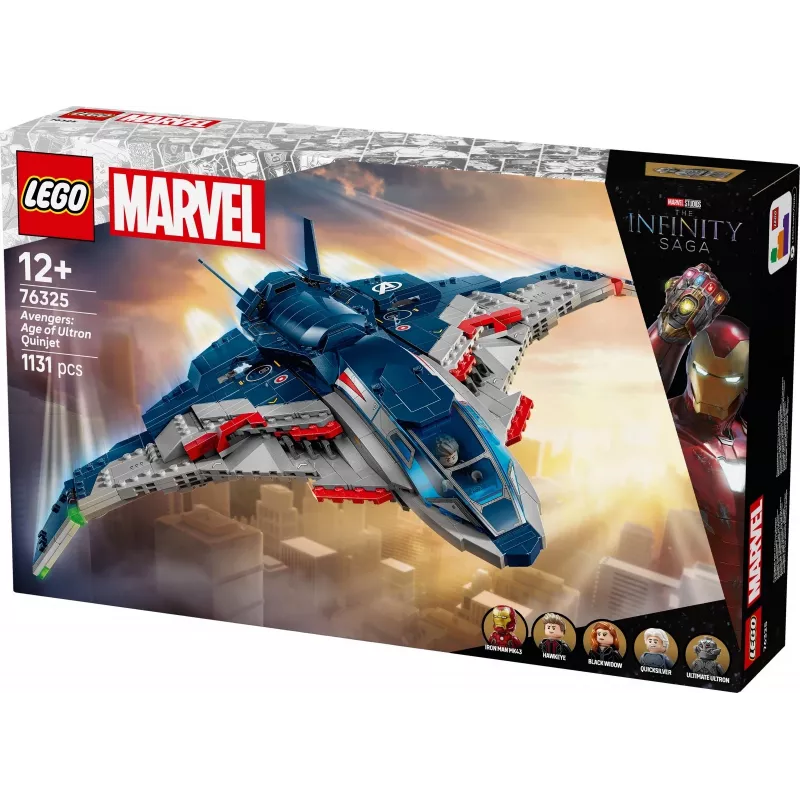 LEGO Quinjet konstruktorius 76325 — Marvel, 1131 dalių, 5 minifigūrėlės, nuo 12 metų, 280×450×300 mm