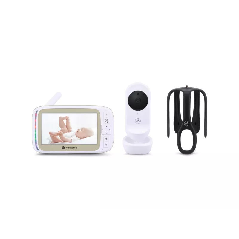 Kūdikio vaizdo stebėjimo monitorius Motorola VM45 Connect, 5.0 inch ekranas, su Stargrip tvirtinimu prie lovelės, baltas