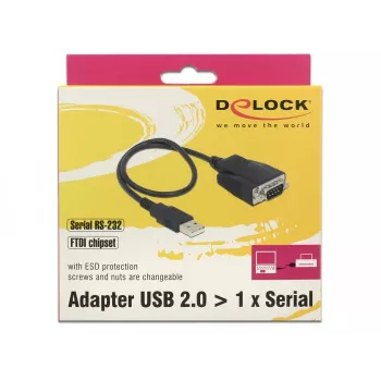 USB 2.0 į RS-232 adapteris DeLOCK 62958, juodas