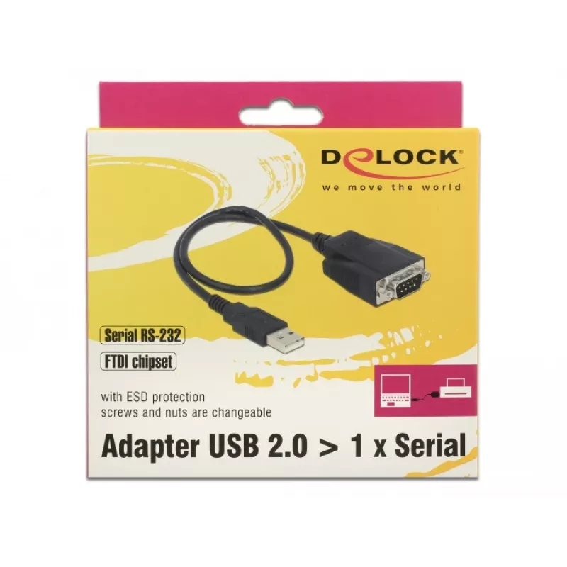 DeLOCK 62958 USB į nuoseklųjį RS-232 adapteris, juodas