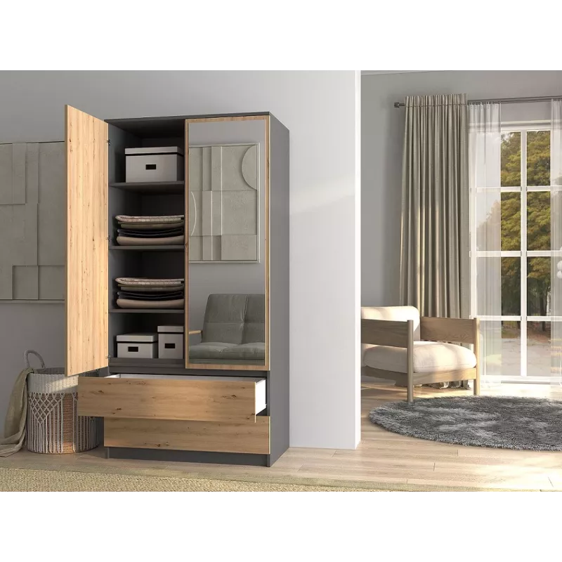 Topeshop SZAFA MALWA AN/AR L bedroom wardrobe/closet 5 shelves 2 durelės(s)