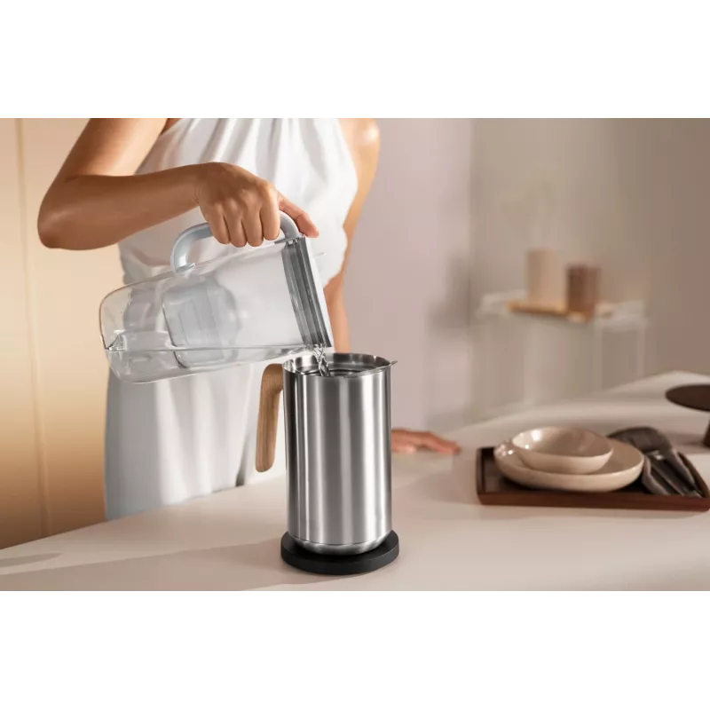 Vandens filtro ąsotis BRITA Glass+1 Maxtra Pro pilka, 2,4 L bendras / 1,5 L filtruoto vandens, Maxtra Pro PP filtras