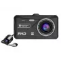 Automobilinis vaizdo registratorius TRACER 4TS Full HD dviejų kamerų, 2 MP priekinė, 0.4 MP salono, 140°/60° kampai, 4 colių IPS ekranas, 150 mAh baterija, aliumininis korpusas, parkavimo pagalba