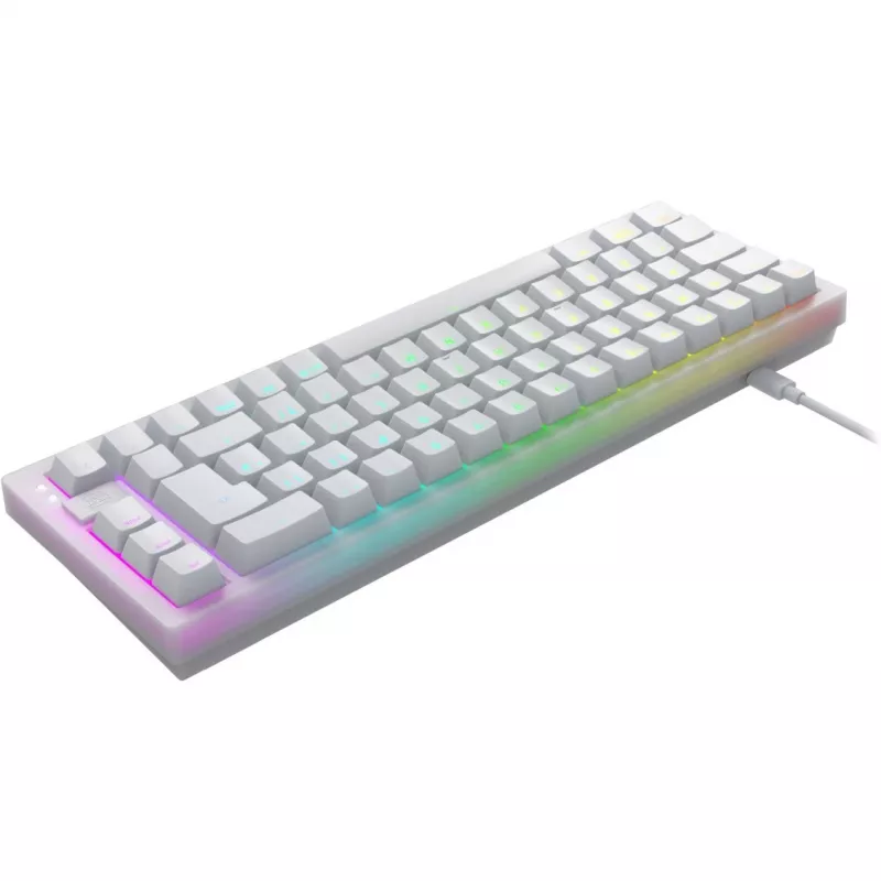 CHERRY K5V2 kompaktiška žaidimų klaviatūra, 67 klavišų, RGB LED, balta