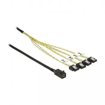 SAS kabelis DeLOCK 83393, 1 m, Mini SAS HD x4 (SFF-8643) → 4x SATA 7p