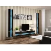 TV stovas Cama Meble VIGO NEW 30/180/40, baltas viršus, juodas blizgus rėmas, 1800×400×300 mm
