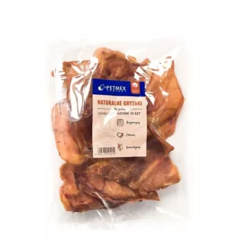 Kramtukas šunims PETMEX Kiaulės ausys pakuotė po 10 vnt. · natūralios kiaulės ausys po 40 g · iš viso 400 g · suaugusiems vidutiniams ir dideliems šunims