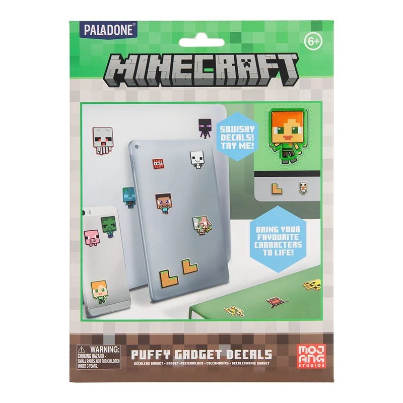 Paladone Minecraft Puffy Gadget Decals PP13218MCF – dekoratyviniai iškilūs lipdukai įrenginiams