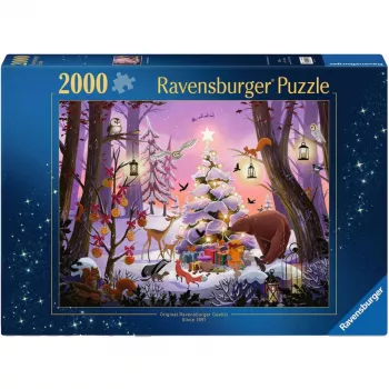 Dėlionė Ravensburger Kalėdos miške 2000 dalių, šventinis vaizdas