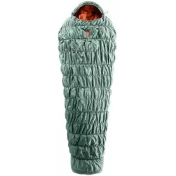 Miegmaišis DEUTER Exosphere +4° EL sage-paprika, lengvas ir kompaktiškas, kairysis užtrauktukas, moteriškas prigludimas