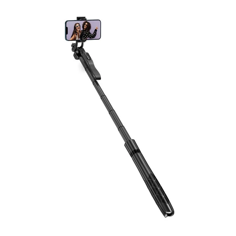 Crong CRGSGU1BLK aliumininis selfie stovas su sulankstomomis kojomis ir telefono laikikliu