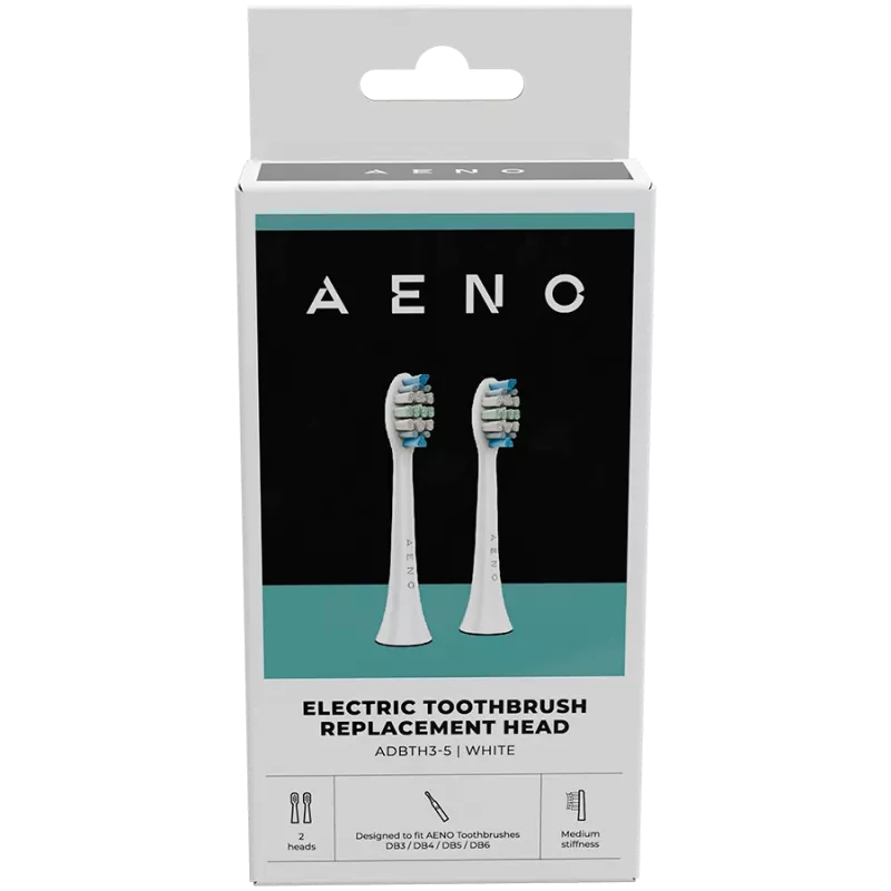 AENO keičiamieji dantų šepetėlių antgaliai, Balti, Dupont šereliai, 2 vnt. komplekte (skirti ADB0003/ADB0005 ir ADB0004/ADB0006)