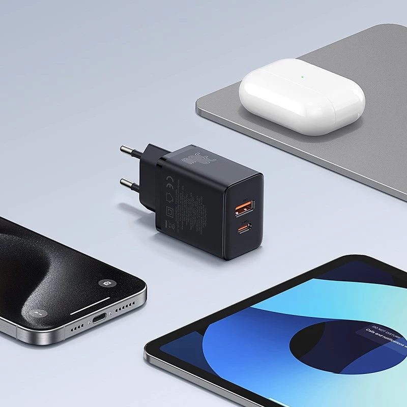Baseus P10111404113-00 Cube USB-C / USB-A 30W tinklo įkroviklis Juodas
