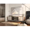 Spintelė televizoriui Cama ALMERA 180.5×42×52.5 cm riešutas/kreminė – medžio drožlių plokštės viršus, riešutmedžio rėmas