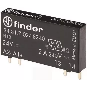 Kietojo kūno PCB relė FINDER serija 34 34.81.7.024.8240, apkrovos srovė 2 A, perjungimo įtampa 230 V