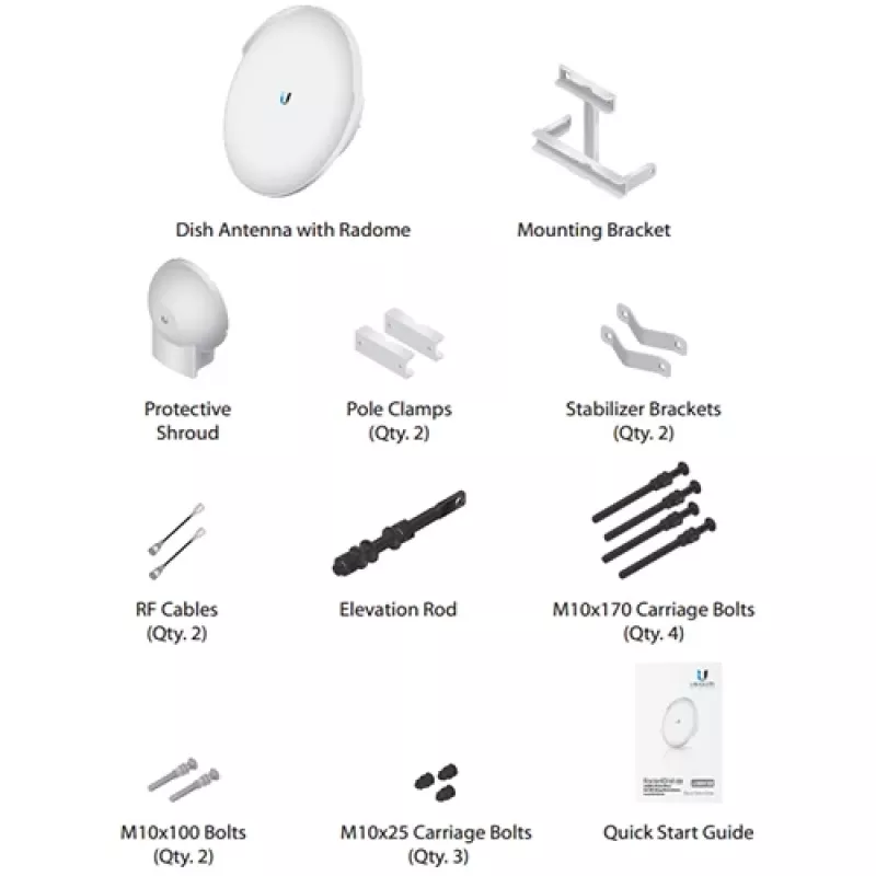 Ubiquiti RocketDish 31dBi, 5 GHz AC, Rocket Kit 31dBi