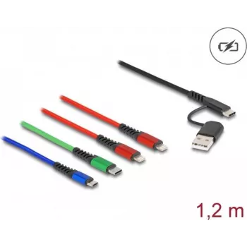 DeLOCK USB įkrovimo kabelis 4 in 1 USB Type-A USB-C į 2 x Lightning Micro USB USB-C 1,20 m
