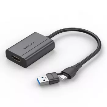 Laido adapteris Vention ACYHB — USB-C + USB-A į HDMI, pilka