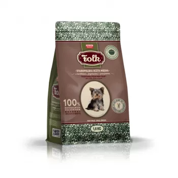 FOLK Small breeds Tradicinis lenkiškas mėsos puotas su triušiena, ėriena ir putpela - sausas šunų ėdalas - 1,6 kg