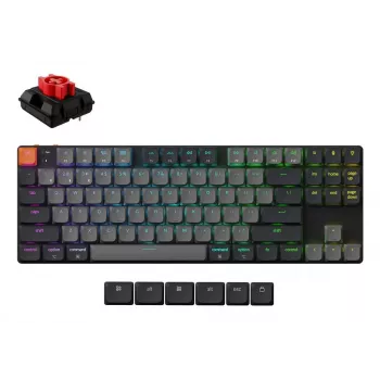 Mechaninė klaviatūra Keychron K1X-B1, 80% (87 klavišų), USB + Bluetooth, QWERTY anglų, pilka, RGB apšvietimas