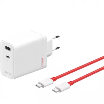 ONEPLUS SUPERVOOC 120W dviejų prievadų laidinis įkroviklis, 120W bendra išėjimo galia, 1x USB-C + 1x USB-A, 100–240V, 145 g, baltas