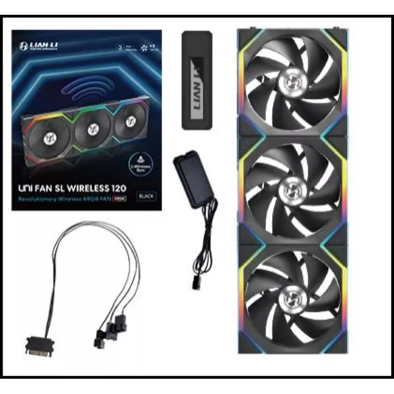 LIAN LI UNI FAN SL Wireless 120 ARGB 3 vnt rinkinys Juodas