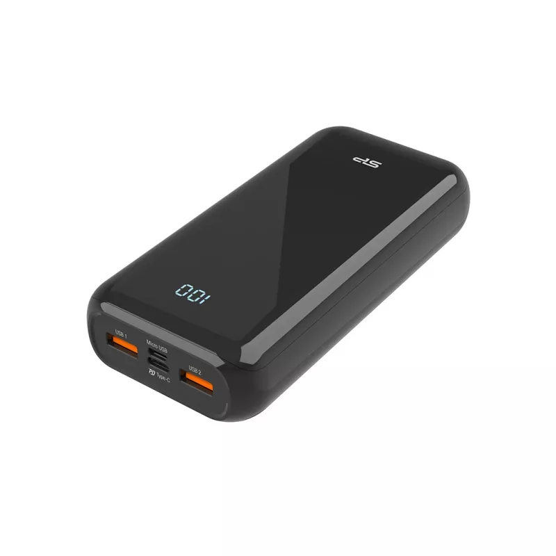 SILICON POWER QS28 Powerbank išorinė baterija 20000 mAh 2x USB QC 3.0 1x USB-C PD (SP20KMAPBKQS280K) Juoda