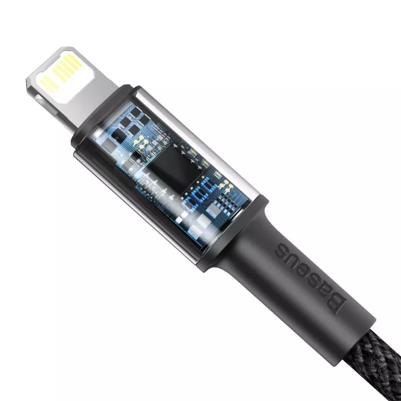 Baseus High Density Braided Cable Type-C į Lightning, PD, 20W, 1m (Juoda)