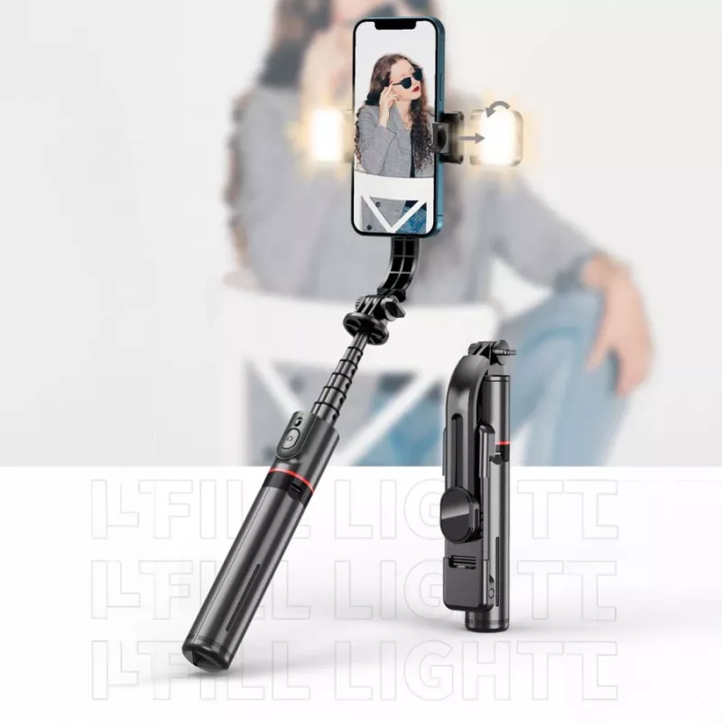 Tech-Protect L05S Selfie lazdelė su stovu, LED lempa ir Bluetooth nuotolinio valdymo pulteliu
