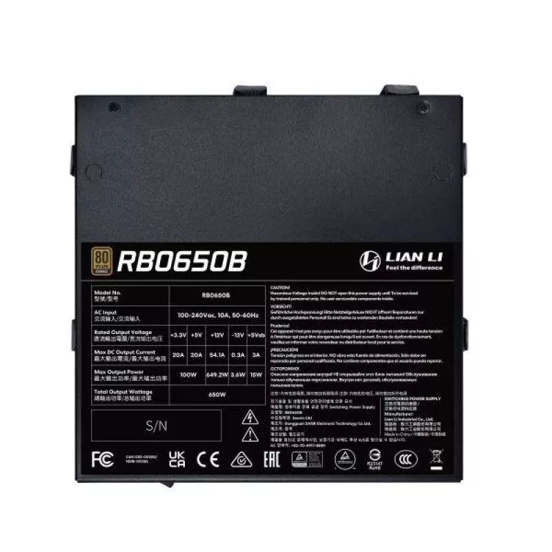 Maitinimo blokas Lian Li RB0650B.B 650 W ATX 24-pin, 80 PLUS Bronze, 135 mm ventiliatorius, juodas