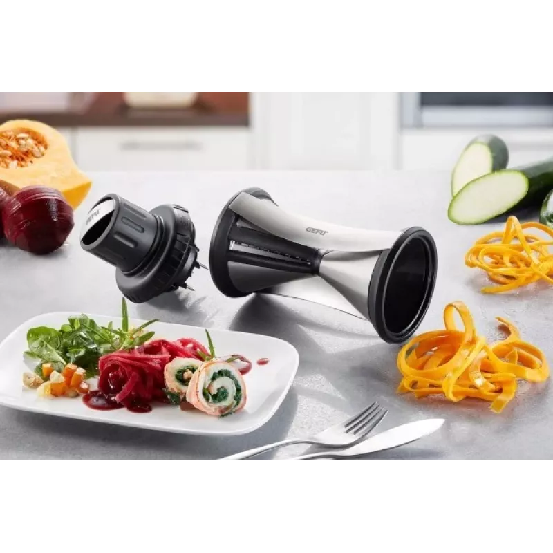 Spiralinė pjaustyklė GEFU SPIRELLI XL 13700 – daržovėms iki Ø 6,5 cm, dvi spiralės pločiai 4,5 mm ir 8 mm