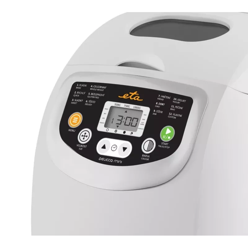 Duonkepė ETA DELICCA 600 W, 1 kg maks. kepalas, balta, programos: be glitimo, saldžių, baltos, pilno grūdo