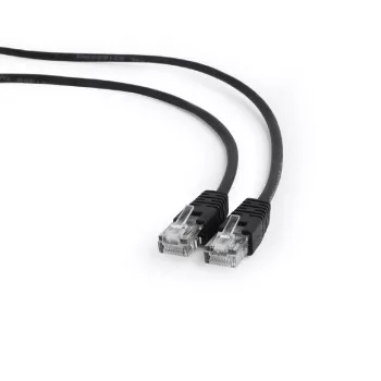 Patch cord kat. 5E, liejiniai įtempimo mažintuvai, 50u kištukai, 1 m, juoda