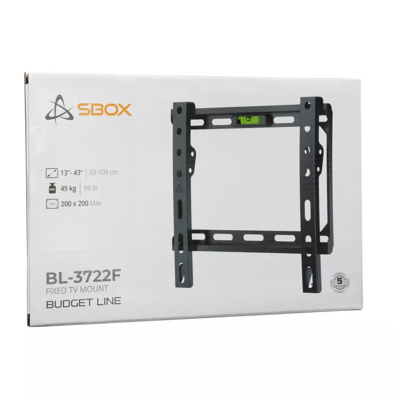 Sbox BL-3722F fiksuotas sieninis laikiklis (13-43 col./45 kg/200x200 mm)
