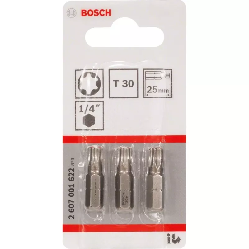 Bosch Screwdriver bit extra hard T30, 3 vnt., 25 mm, 1/4 inch