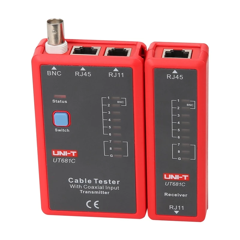 Tinklo kabelių testeris UNI-T UT681C su LCD ekranu ir kabelio ilgio matavimu