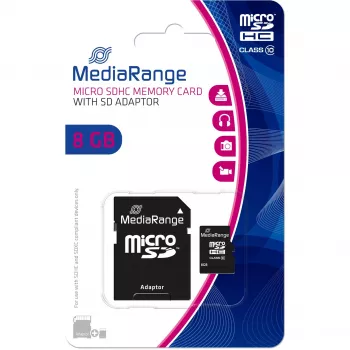 Atminties kortelė Micro SDHC 8GB C10 su adapteriu MR957 Mediarange