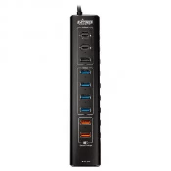 Nitro Concepts UH1, 10 prievadų hibridinis USB šakotuvas, USB 3.2