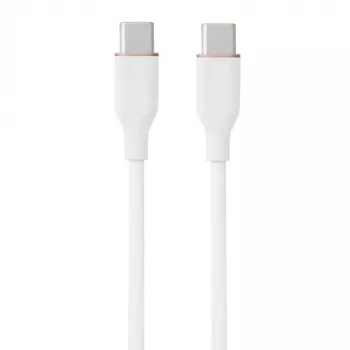 Silicone laidas USB Type-C – Type-C, 100W (baltas, 1m)