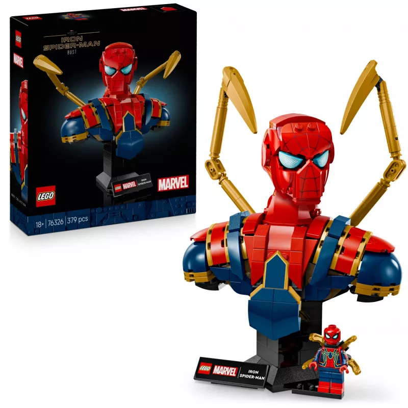 LEGO Marvel kolekcinė biustas Geležinis Žmogus-Voras 76326, 379 dalių, 18+ demonstracinis modelis, 170×200×110 mm