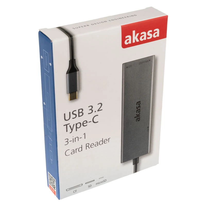 Akasa AK-CR-09BK 3 viename USB 3.2 Gen1 Type-C atminties kortelių skaitytuvas