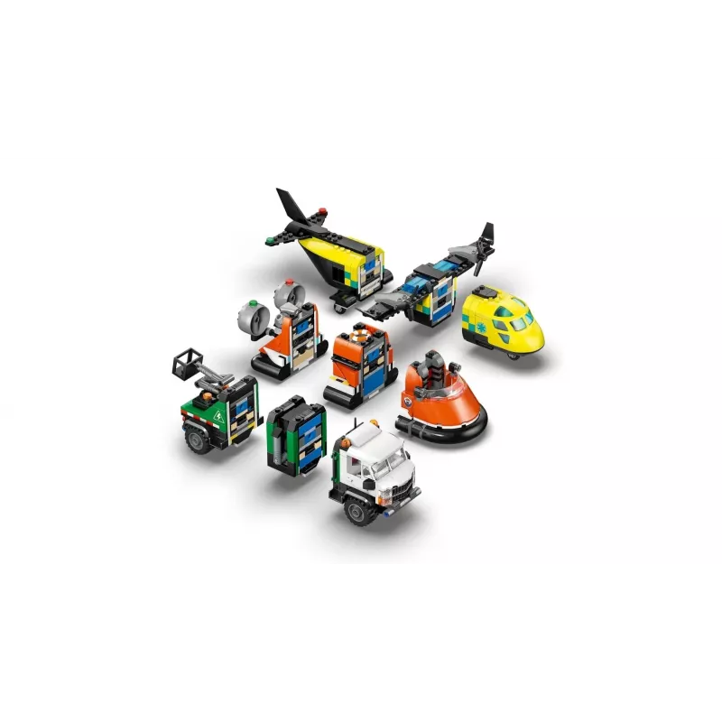 LEGO CITY 60505 Lėktuvas, aptarnavimo sunkvežimis ir oro pagalvės laivas